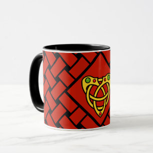 Gold/Rot/Schwarze Bänder/Weber, keltischer Herzkno Tasse