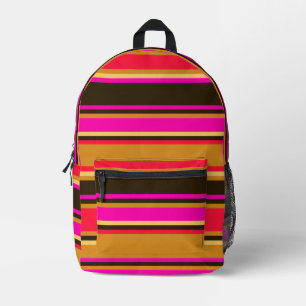 Gold-, Rot- und Magenta-Streifen-Rucksack Bedruckter Rucksack