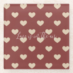 Gold Rote Creme Glitter Herzen Valentinstag Glasuntersetzer