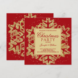 Gold & Rote Glitzer Elegante Weihnachten Einladung