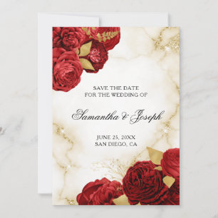 Gold-rote Vintage-Blumenborder Save The Date