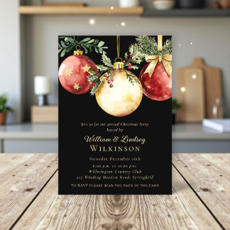 Gold-Rotes Weihnachtsornament Festive Weihnachtsfe Einladung
