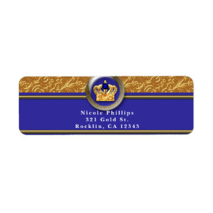 Gold & Royal Blue Kronen Geburtstagsfeier Einladun