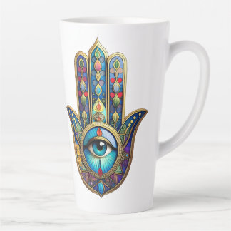 Gold Royal Blue w/ Turquoise Third Eye Hamsa Milchtasse