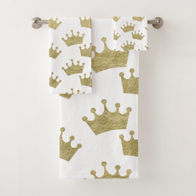 Gold Royal Crowns Fairytale Prince Storybook Badhandtuch Set (Insitu)