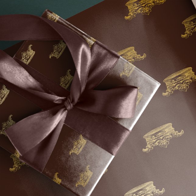 Gold Royal Damask Bronze King Crown Heraldic Geschenkpapier (Gold Royal Damask Bronze King Crown Heraldic Wrapping Paper)