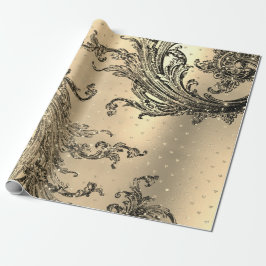 Gold Royal Damask Hört Black French Sepia Imitate Geschenkpapier