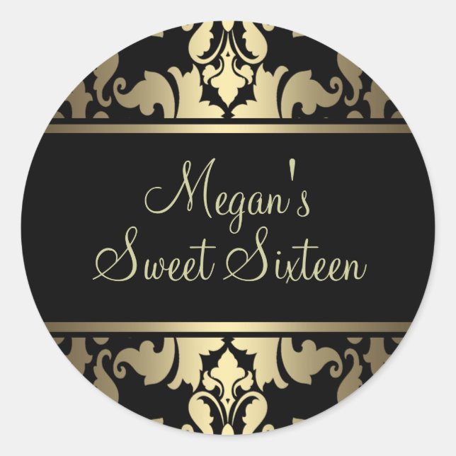 Gold Royal Damask Sticker (Vorderseite)