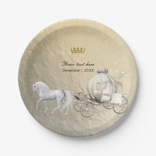 Gold Royal Princess Storybook Carriage & Unicorn Pappteller