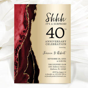 Gold Ruby Red Überraschung 40 Jahre Jubiläum Einladung