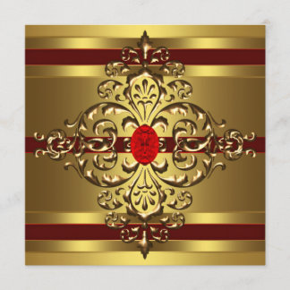 Gold Ruby Red Womans 60. Geburtstagsparty Einladung