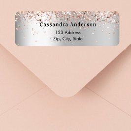 Gold-Rücksendetikett der Silber-Rose