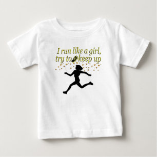GOLD RUN WIE EIN CHAMPION TRACK UND FIELD DESIGN BABY T-SHIRT