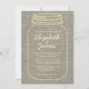 Gold Rustic Burlap Mason Jar Wedding Einladungen