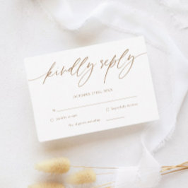 Gold Rustic Calligraphy Wedding RSVP Card Karte