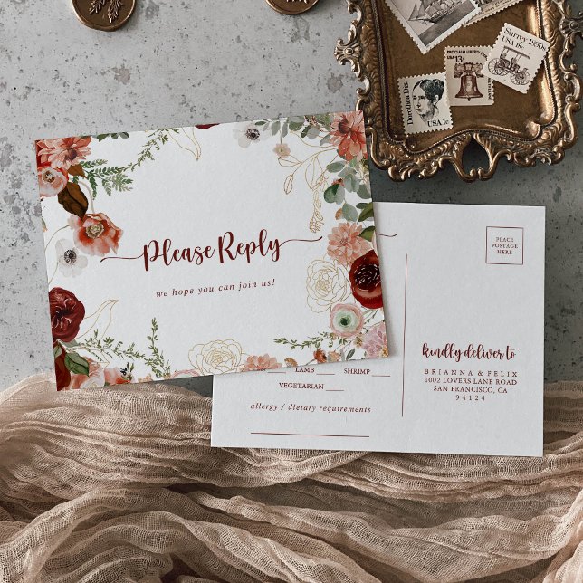 Gold Rustic farbenfrohe Blumenauswahl UAWG Postkarte (Von Creator hochgeladen)