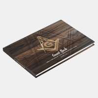 Gold Rustic Wood Masonic Gästebuch | Freimaurer