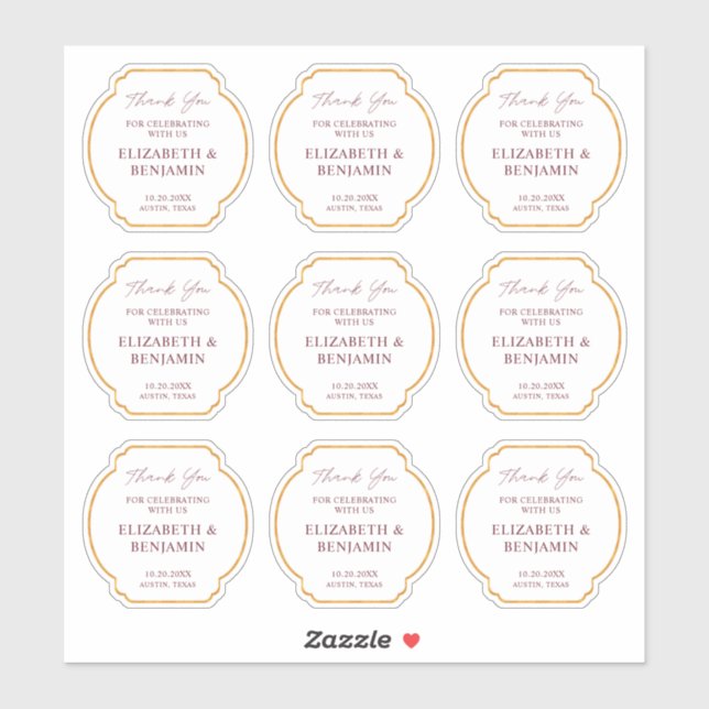 Gold Rustikal Boho Chic Wildblumen Hochzeit Danke  Aufkleber (Blatt)