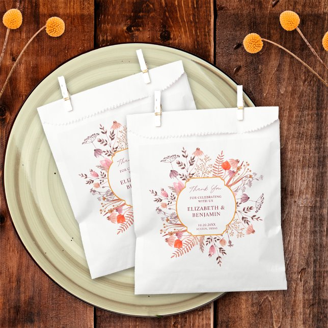 Gold Rustikal Boho Chic Wildblumen Hochzeit Danke Geschenktütchen (Von Creator hochgeladen)
