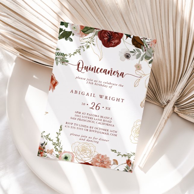 Gold Rustikale farbenfrohe Blumenkatze Einladung (Von Creator hochgeladen)