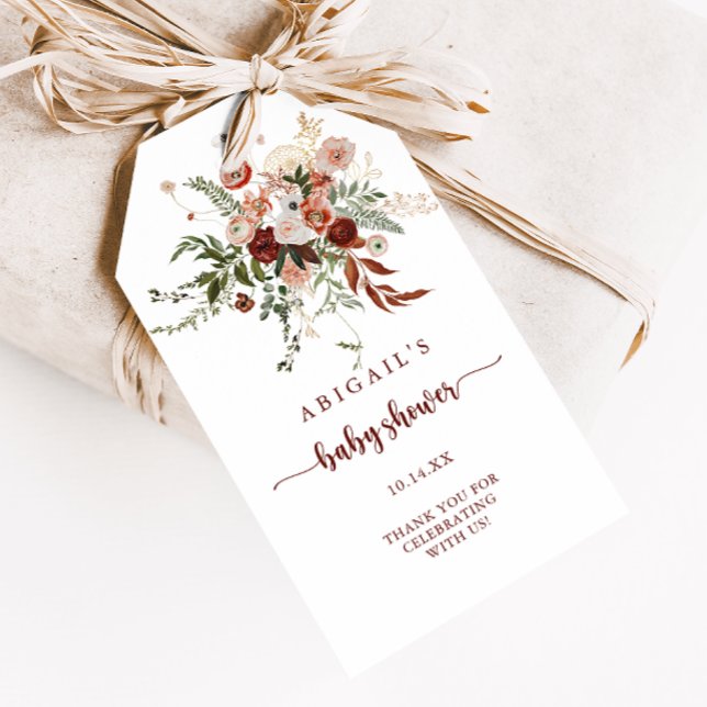 Gold Rustikale farbenfrohe Blütendusche Geschenkanhänger (Von Creator hochgeladen)