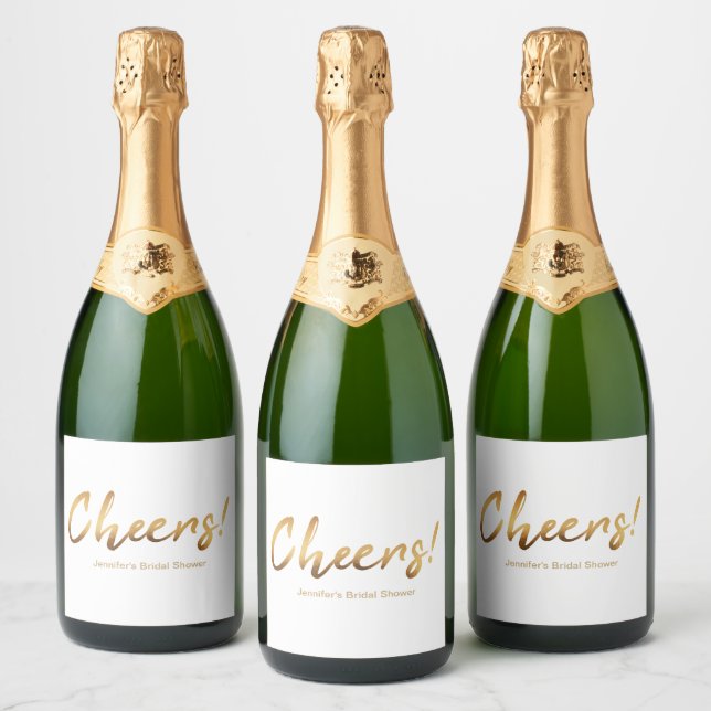 Gold Rustikale Handschrift Cheers Wedding (Flaschen)