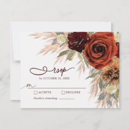 Gold Rustikale Pampas Grass Wedding RSVP Card