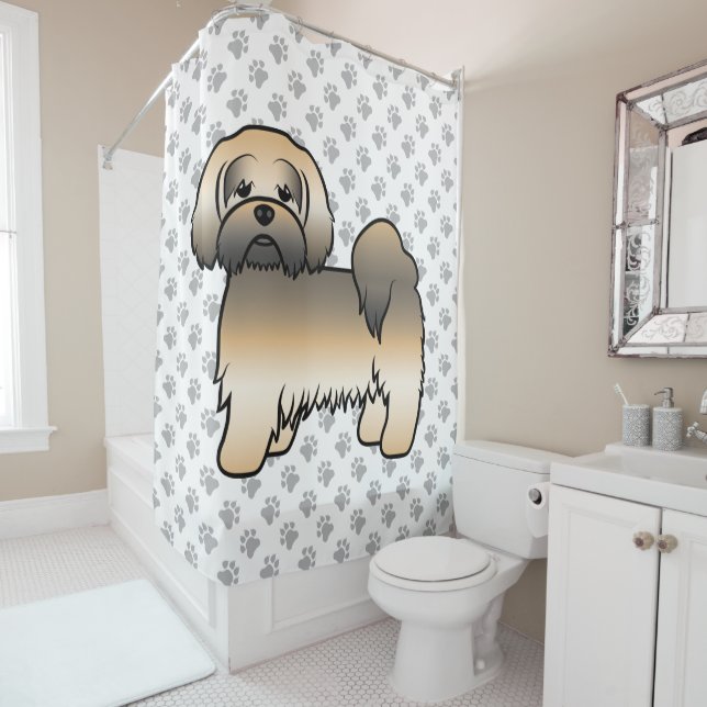 Gold Sable Lhasa Apso Niedlich Cartoon Dog Duschvorhang (Beispiel)