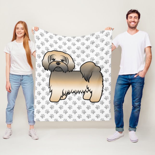 Gold Sable Lhasa Apso Niedlich Cartoon Dog Fleecedecke (Beispiel)
