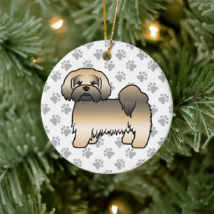 Gold Sable Lhasa Apso Niedlich Cartoon Dog Keramik Ornament