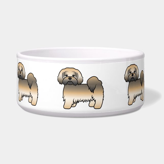 Gold Sable Lhasa Apso Niedlich Cartoon Dog Napf (Vorderseite)