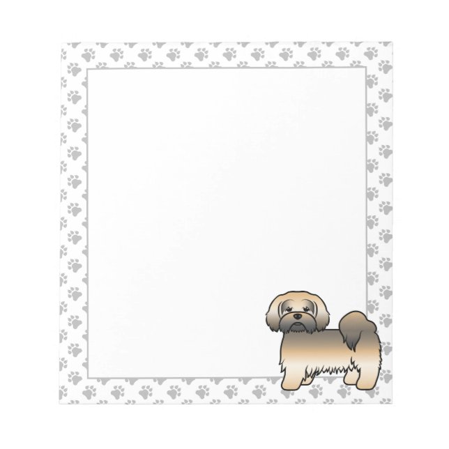 Gold Sable Lhasa Apso Niedlich Cartoon Dog Notizblock (Vorderseite)