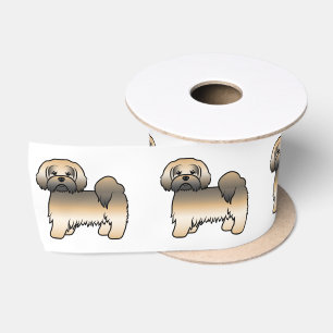 Gold Sable Lhasa Apso Niedlich Cartoon Dog Satinband