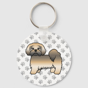 Gold Sable Lhasa Apso Niedlich Cartoon Dog Schlüsselanhänger