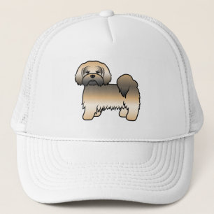 Gold Sable Lhasa Apso Niedlich Cartoon Dog Truckerkappe