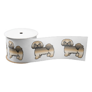 Gold Sable Lhasa Apso Süßer Cartoon-Hund Satinband