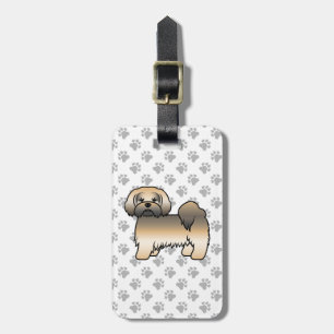 Gold Sable Lhasa Apso Süßer Hund & Benutzerdefinie Gepäckanhänger