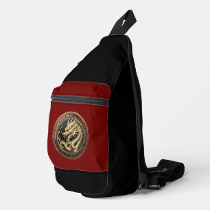 Gold Sacred Eastern Dragon Medallion Crossbody Bag