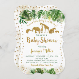 Gold Safari Animal Baby Dusche Die Cut Einladung