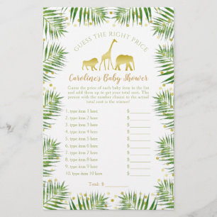 Gold Safari Animals Baby Showroom Guess Price Game