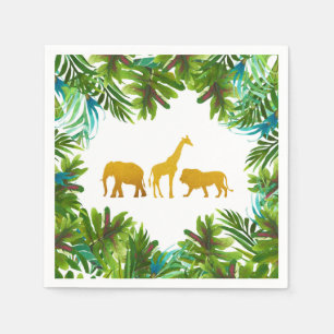 Gold Safari Animals Party Napkin Serviette