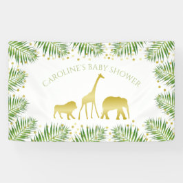 Gold Safari Animals Tropical Baby Dusche Banner
