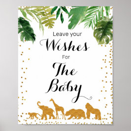 Gold Safari Baby Dusche Wünsche für Babysignatur Poster