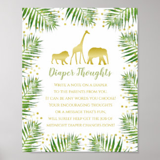Gold Safari Baby Duwer Windeln Gedanken Spielzeich Poster