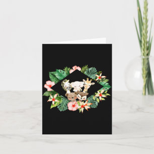 Gold Safari Freunde Watercolor Floral Grün Bab Karte