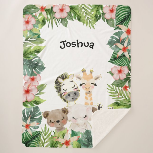 Gold Safari Friends | Wasserfarbene Blütenpflanzen Sherpadecke (Vorderseite)