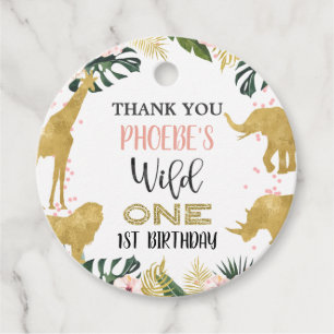 Gold Safari Tiere Floral Wild Ein Geburtstag Geschenkanhänger