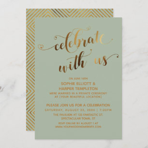 Gold & Sage Celebrate mit der Post-Hochzeit Party Einladung