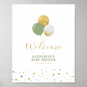 Gold-Sage-Grün-Ballon Willkommensschild Jungen-B Poster
