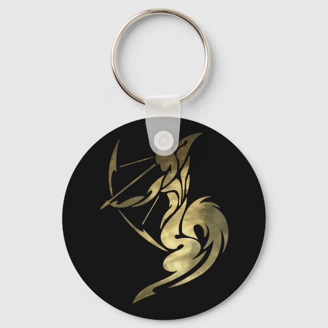 Gold Sagittarius Archer Schlüsselanhänger (Vorderseite)